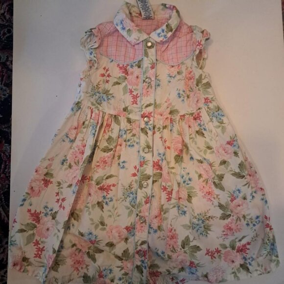 Gymboree Floral cotton Dress Size Small Vintage Y2K size 4 pastel pink off white - Picture 1 of 5